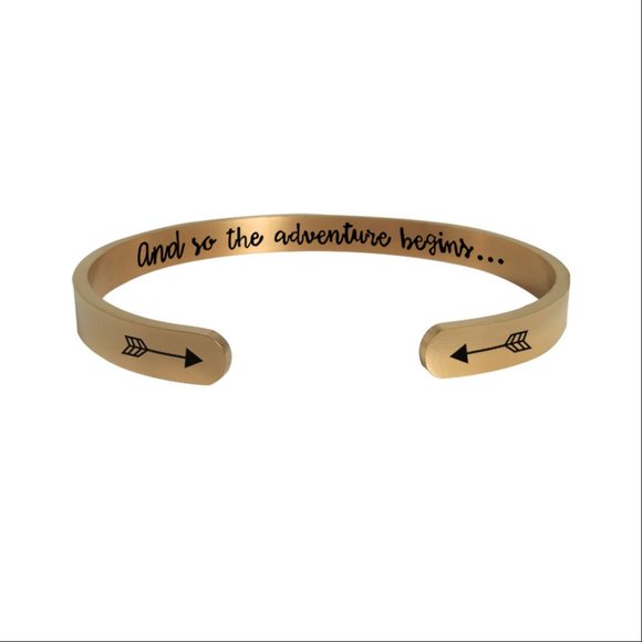 And So The Adventure Begins Graduation Gift Bracelets in GOLD - Picture 1 of 1